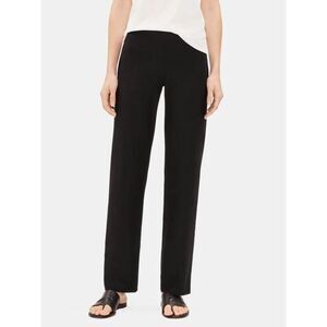 Eileen Fisher System Washable Stretch Crepe Straight Pant Black Size MP